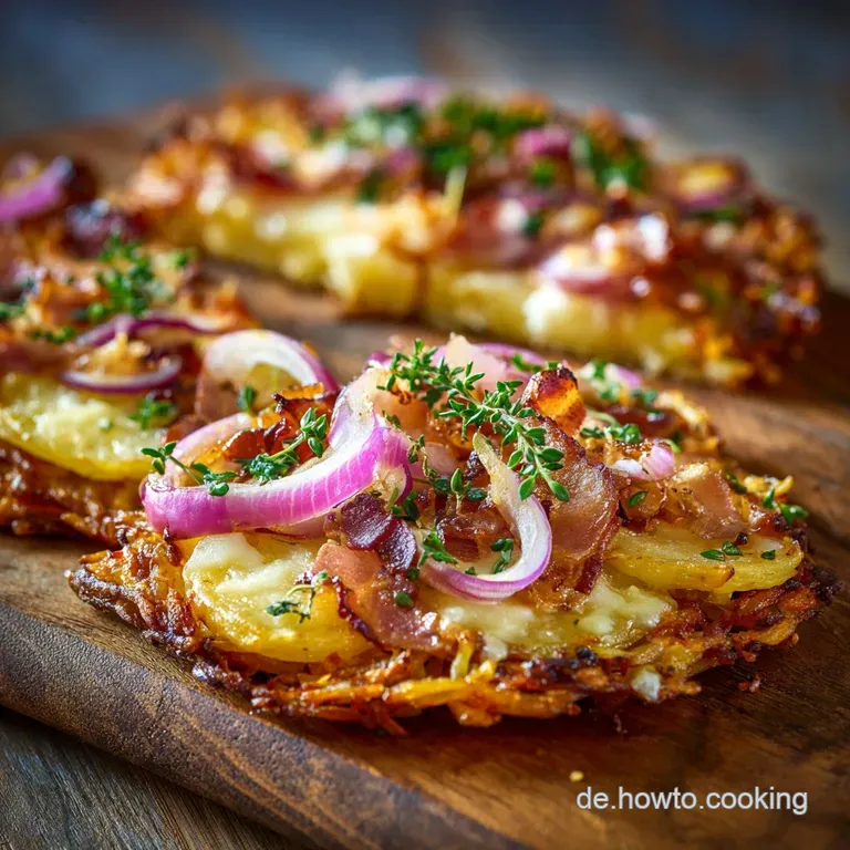 Rustikale Kartoffelpizzen &Agrave; La Flammkuchen presentation