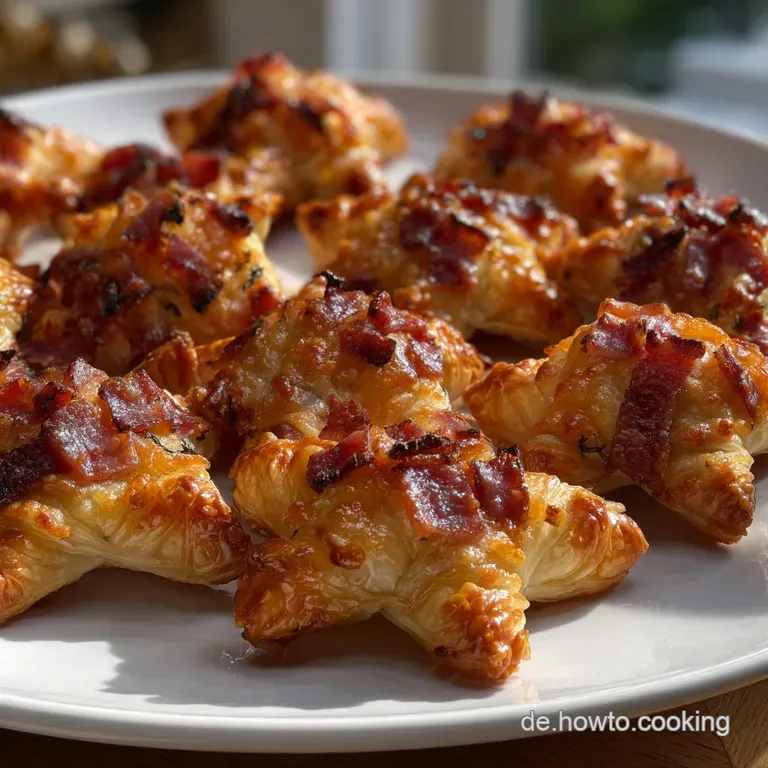 Elegant serving of warm, cheesy pastry with a vibrant green herb garnish. The rich colors and textures create a mouthwater...