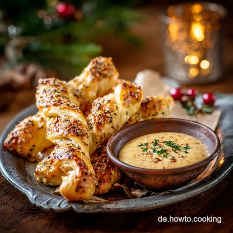 SilvesterKnaller Knusprige K&auml;seLaugenstangen mit PreiselbeerMeerrettichDip