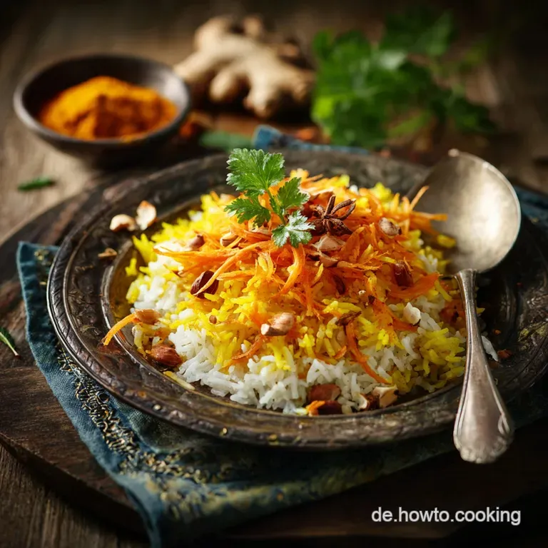 Kurkuma Karotten Reis Goldener Genuss Nach Chefs Art presentation