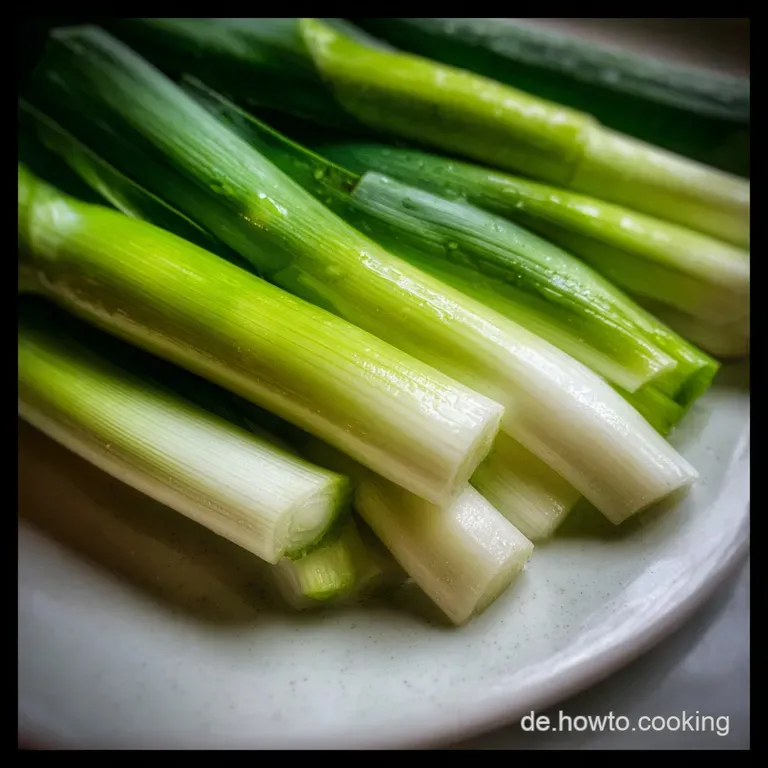 Elegant plate of creamy leek vegetable dish. Tender greens and golden brown edges. Garnished with fresh herbs.