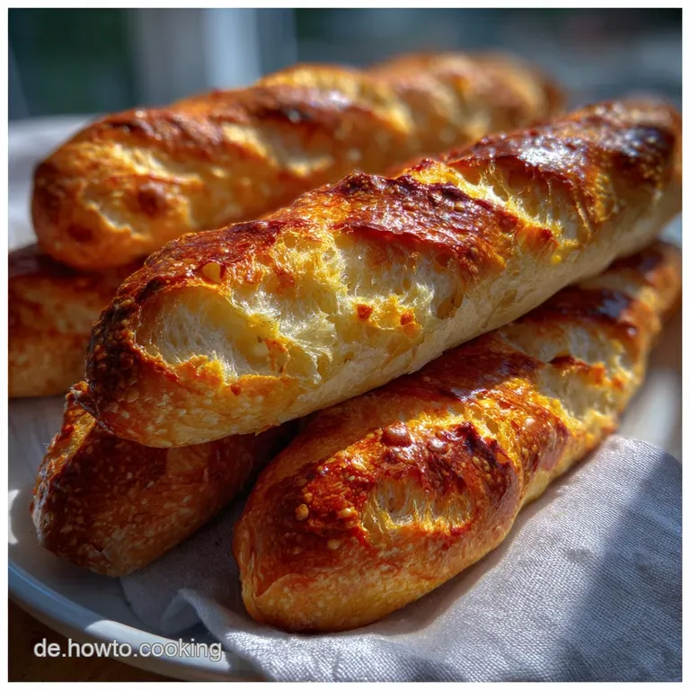 Golden-crusted baguette slices artfully arranged on a rustic wooden board. The airy crumb invites, with a scattering of se...