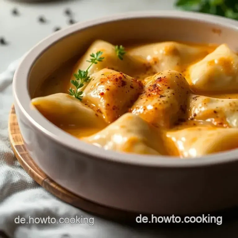 Maultaschen in Cremiger K&auml;se-Sahne So&szlig;e presentation