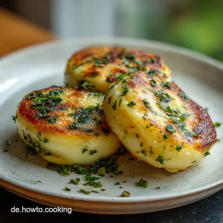 Mit Mozzarella gefuellte Kartoffel Kraeuter Taler
