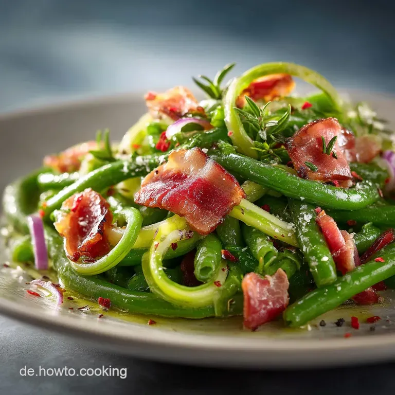 Bohnensalat Mit Gr&uuml;nen Bohnen Und Speck-Dressing presentation