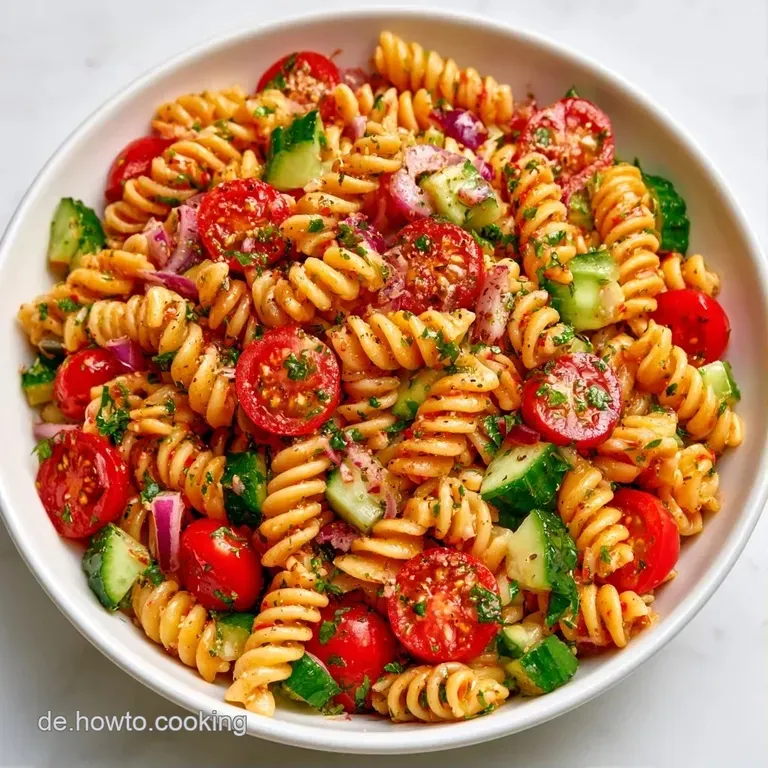 Cremige Pasta auf einer wei&szlig;en Platte, garniert mit leuchtend gr&uuml;nen Kr&auml;utern und gl&auml;nzender, goldgelber Sauce.