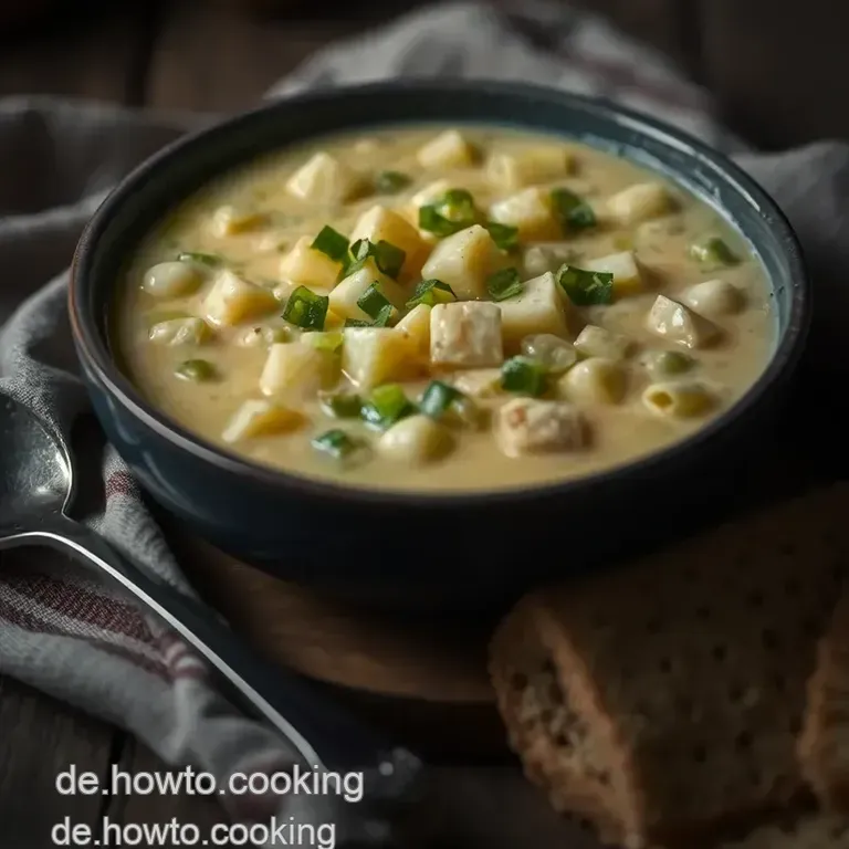 Oma s Creamy Leek and Potato Soup (Lauch-Kartoffel-Suppe) presentation