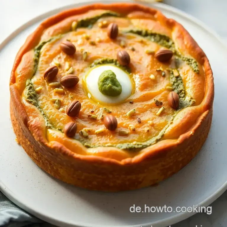 Pistazien-Traum: Kuchen Mit Quarkschaum S&uuml;&szlig;em Pesto & Himbeersauce presentation