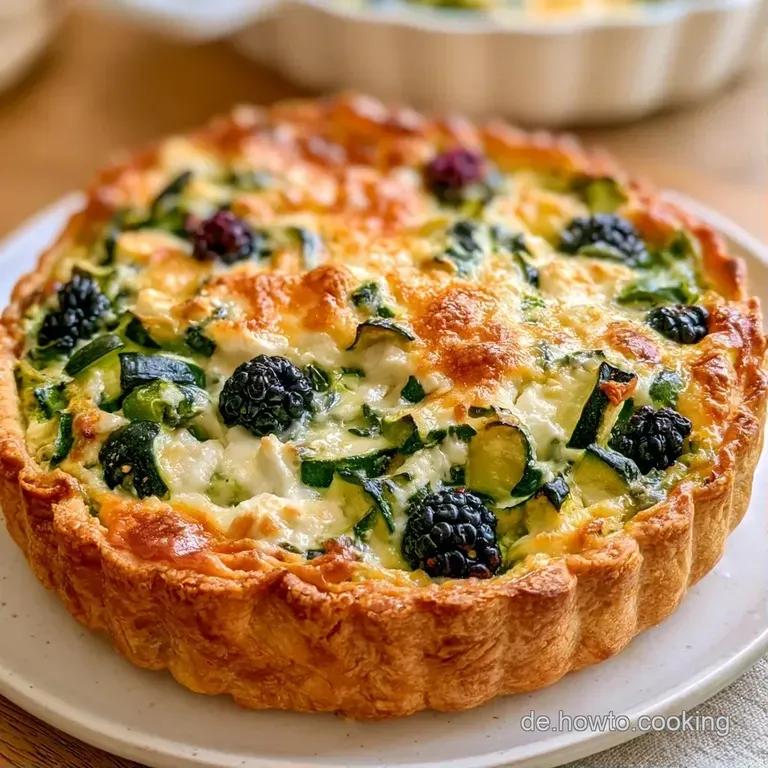 Eine Pizza mit kontrastreichen violetten Fr&uuml;chten und gr&uuml;nen Gem&uuml;sestreifen auf einem rustikalen Holzbrett serviert.
