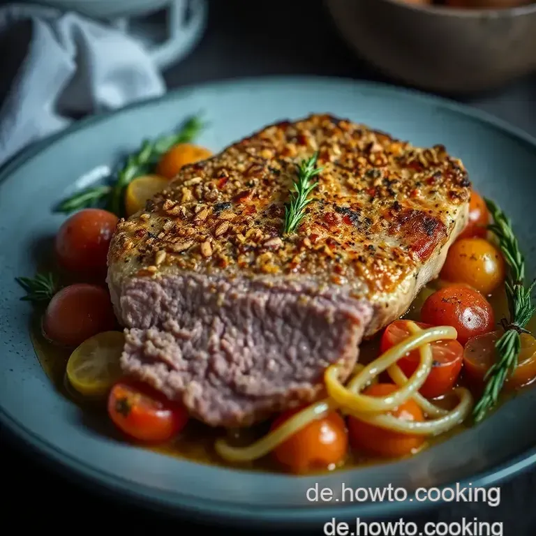 Rinderfilet Mit Rosmarin-Pistazien-Kruste Stampf Und Ger&ouml;stetem Rosenkohl presentation