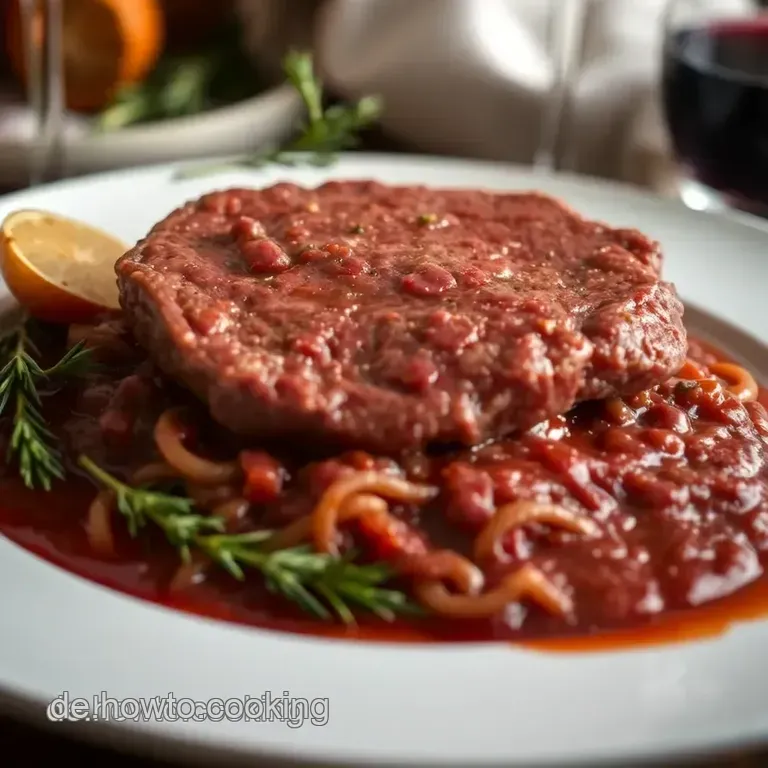 Rinderfilet &quot Perfektes Dinner&quot mit Püree &amp Rotwein-Schalotten presentation