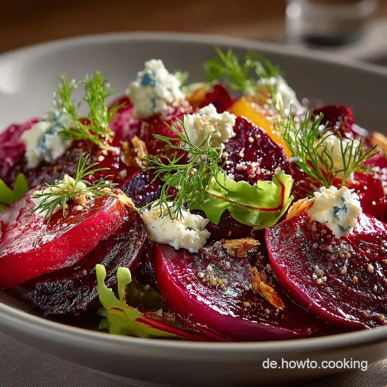 Farbenspiel Des Herbstes Gebratene Rote Bete Mit Feldsalat Waln&uuml;ssen Und Cremigem Ziegenk&auml;sedressing presentation