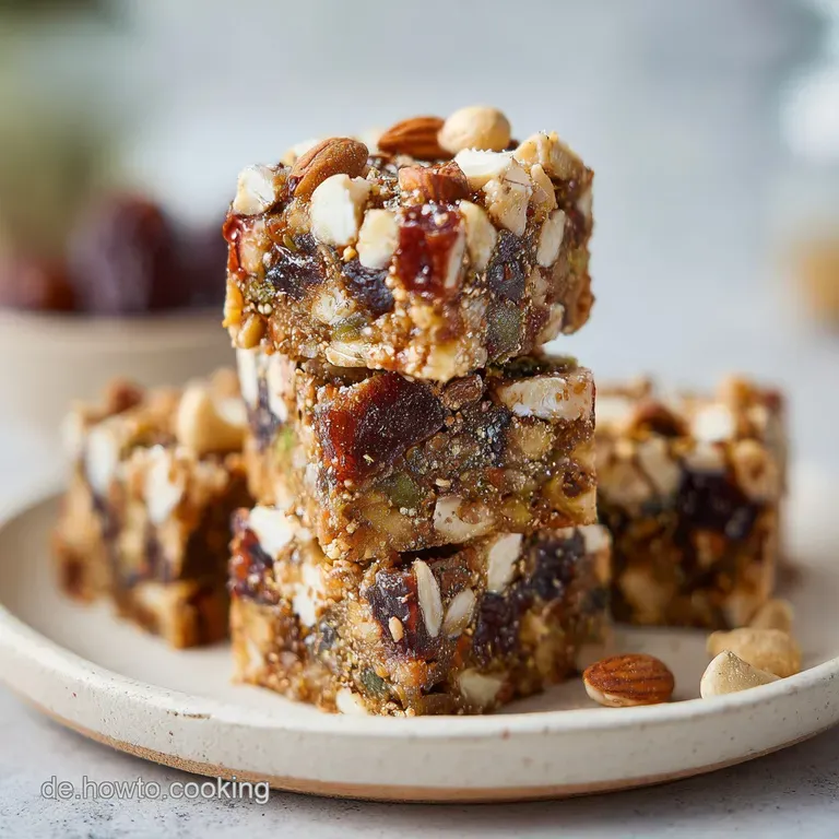 A single nutty square on a white plate, with a sprig of mint. Warm inviting colors, rustic and delicious.