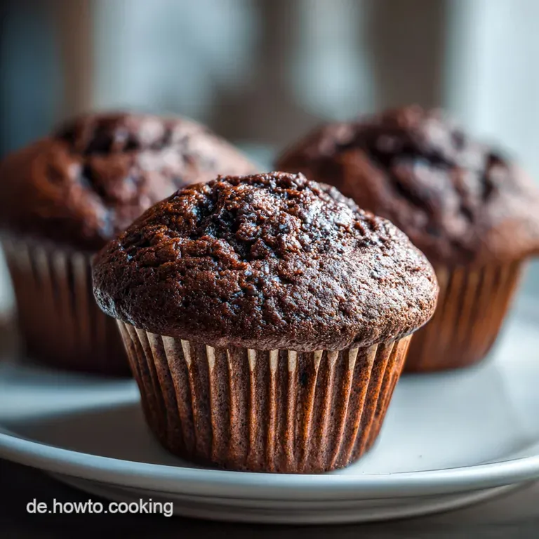 A moist chocolate muffin on a plate, with a dollop of creamy yogurt and a dusting of cocoa powder.