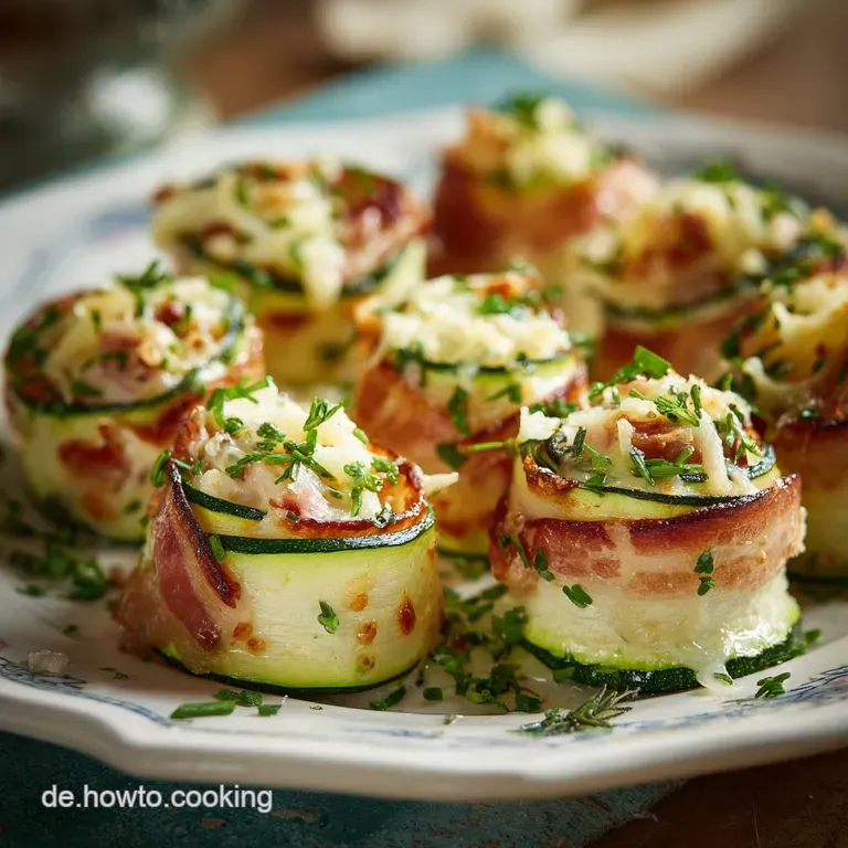 ZucchiniSchinkenR&ouml;llchen mit K&auml;se: Saftig leicht und das beste Vorspeisen Rezept