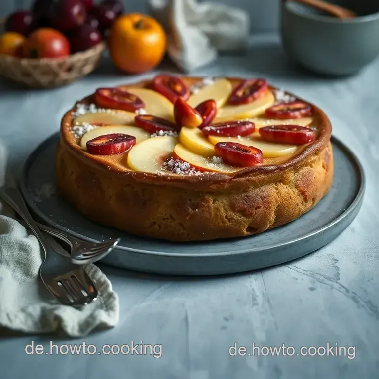 Saftiger Obstkuchen mit Rührteig presentation