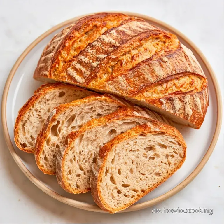 Luftige, hellbraune Brotscheiben auf einem h&ouml;lzernen Schneidebrett, daneben ein kleiner Topf mit goldgelber Butter.