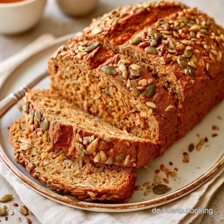 Luftige Scheiben dunkelbraunen Brotes auf einem rustikalen Holzbrett, serviert mit cremiger Butter und Meersalz.