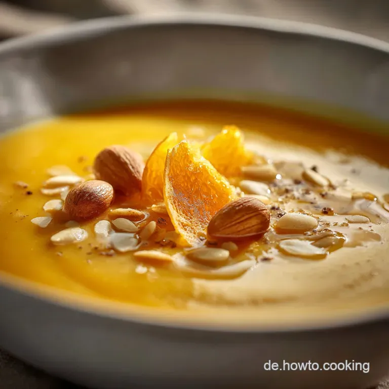 Ger&ouml;stete Butternussk&uuml;rbissuppe Samtig Mit Ingwer Curry Und Orange presentation