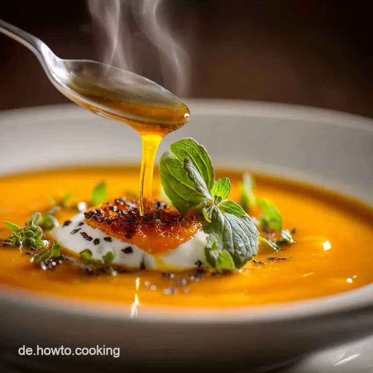 Ger&ouml;stete Butternussk&uuml;rbissuppe Samtig mit Ingwer Curry und Orange