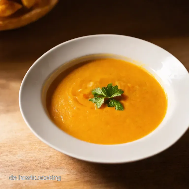 Samtige KürbisSüßkartoffelsuppe Ein Herbsttraum im Topf presentation