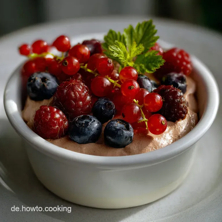 Elegant glass goblets filled with layered pink mousse and berries. Garnished with a Prosecco drizzle, creating a festive f...