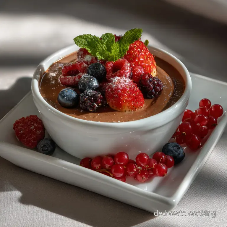 Schoko-Skyr Mousse mit Prosecco-Beeren