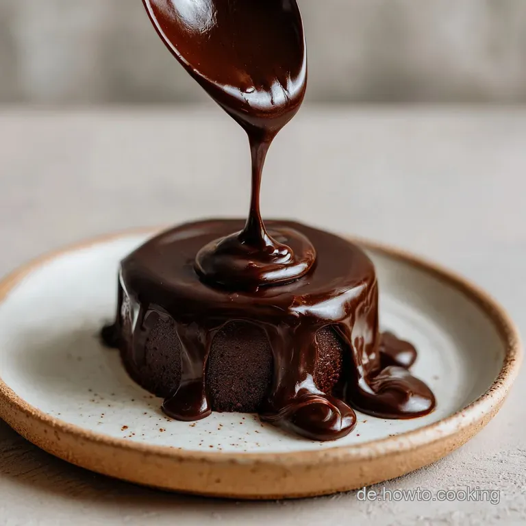 Slices of decadent dark chocolate ganache, plated with fresh berries and a dusting of cocoa powder, creating an elegant de...