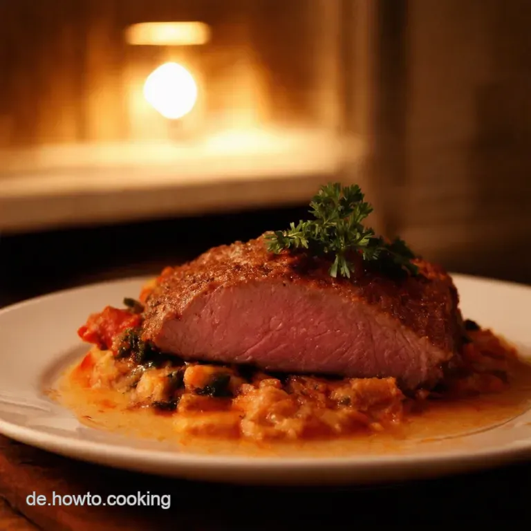 Schweinefilet Medaillons in Salbeisahnesauce presentation