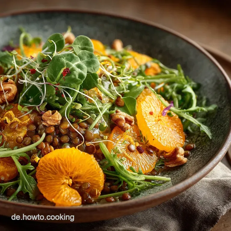 SonnenkussSalat Herzhafter Linsensalat mit OrangenDattelDressing