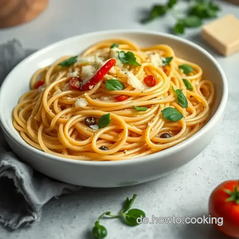 Spaghetti Aglio E Olio Mit Chinakohl-Salat presentation