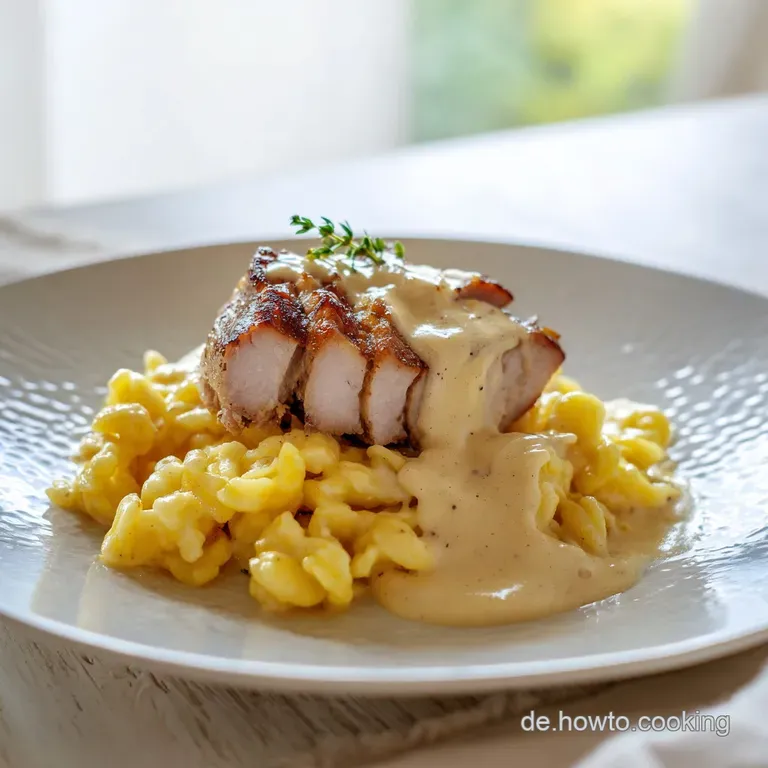 Sp&auml;tzle mit cremiger Rahmso&szlig;e: Herzhaft