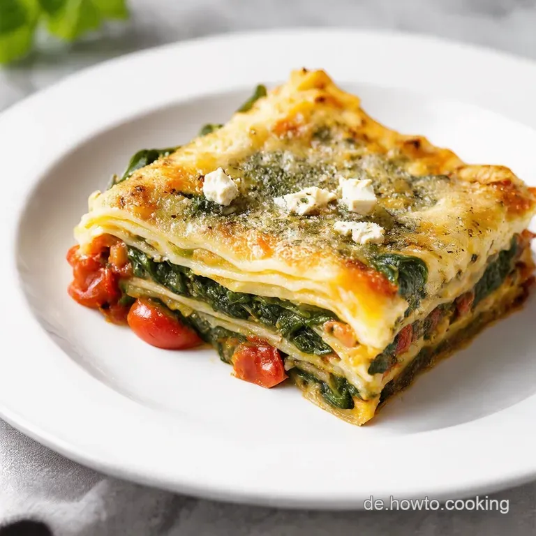 Spinatlasagne Griechische G&ouml;ttin FetaTraum mit Tomaten