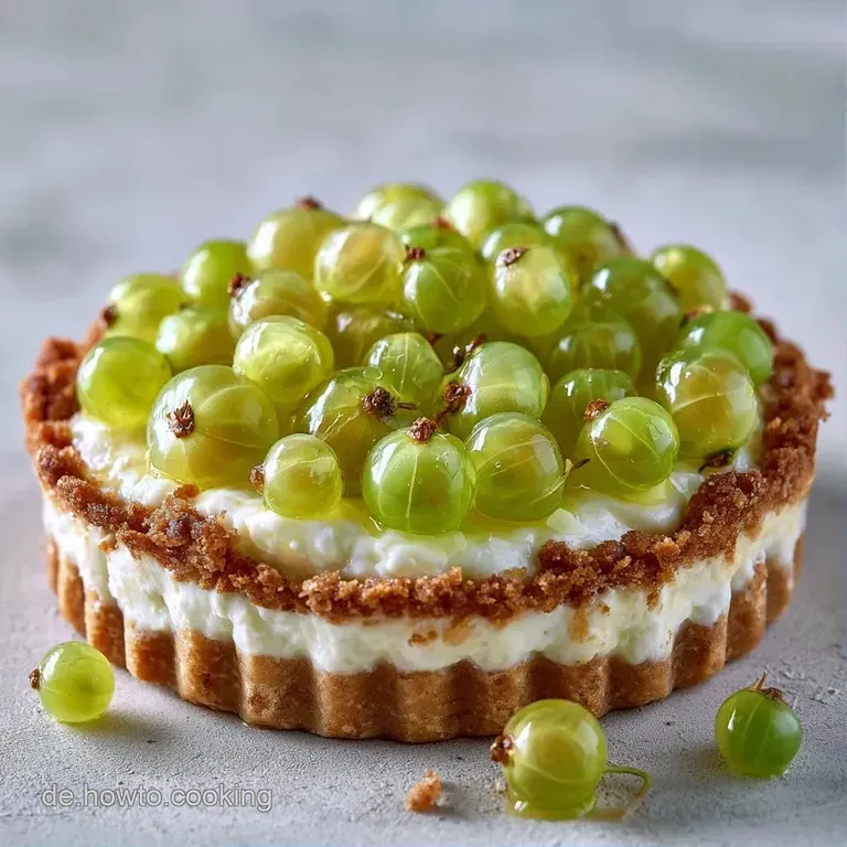 Ein St&uuml;ck cremiger Kuchen auf wei&szlig;em Porzellan, mit saftigen gr&uuml;nen Fr&uuml;chten und einer zarten, hellen Quarkschicht.