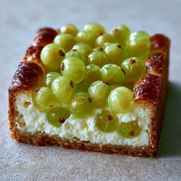 Stachelbeerkuchen mit Pudding und Quark