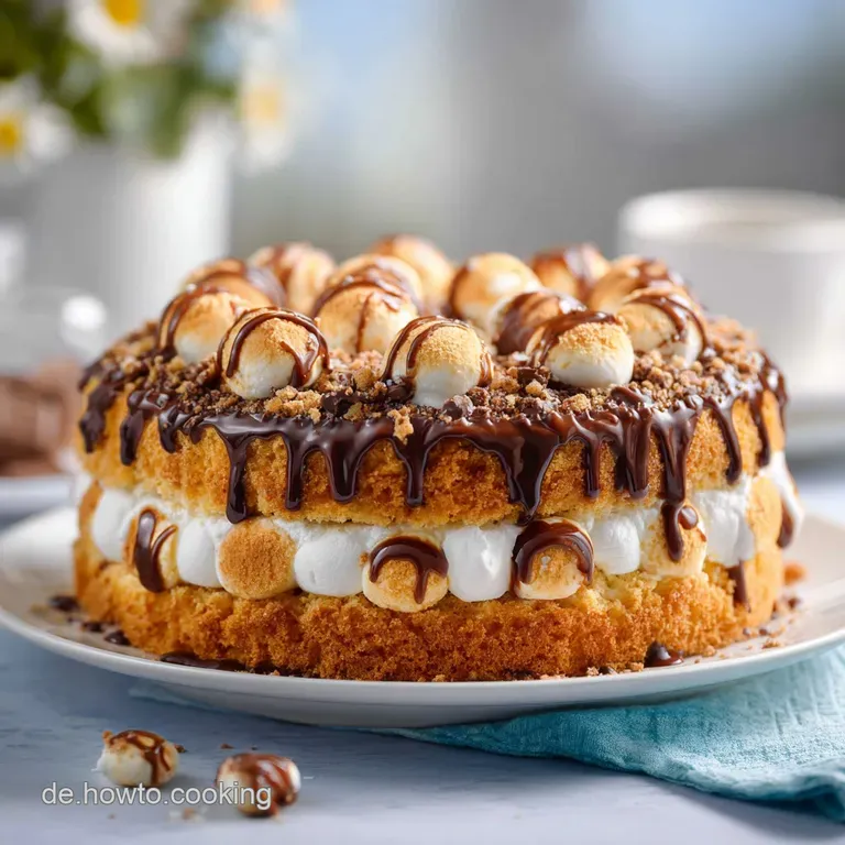 Elegant slice of layered chocolate torte with a dusting of cocoa powder. Hazelnuts and caramel create a visually appealing...