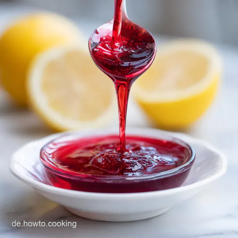 Elegant arrangement of shimmering grape jelly with lemon, a delicate swirl of whipped cream, and fresh grapes as garnish.