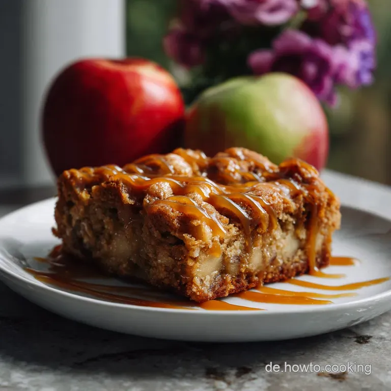 Apple Blondies with Caramel Vegan Apple Neu Erfunden presentation