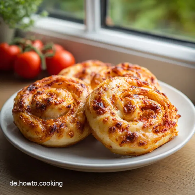 Neatly arranged vegan pizza swirls on a rustic wooden board, lightly dusted with herbs.