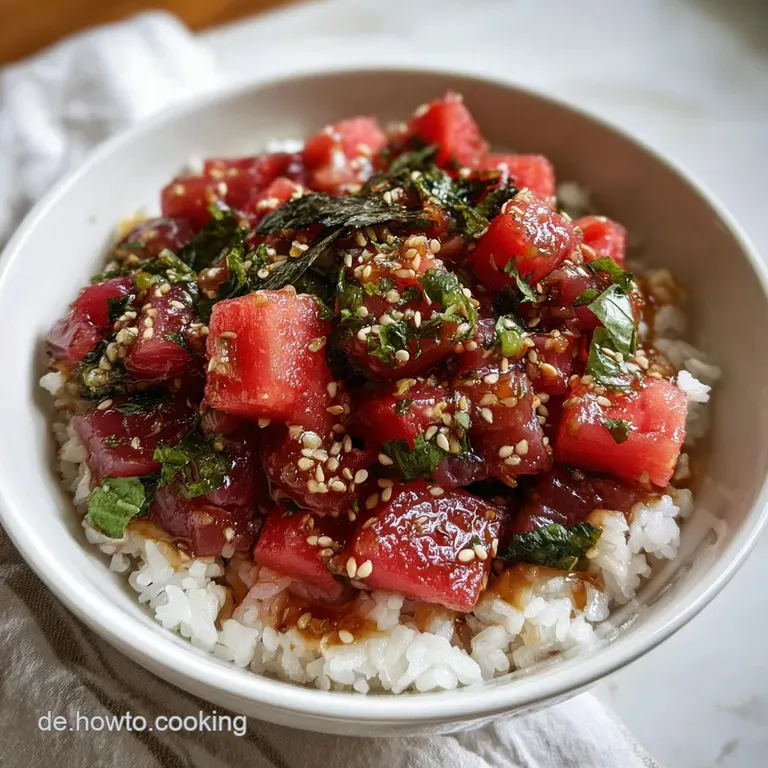 Wassermelonenthunfisch Poke Bowl: Vegane Sensation presentation