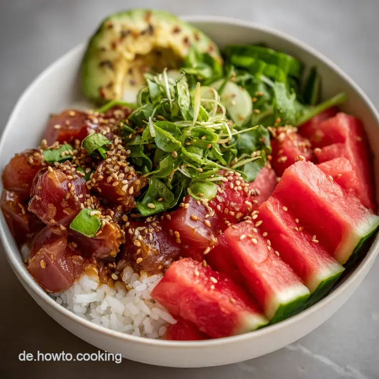 WassermelonenThunfisch Poke Bowl: Vegane Sensation