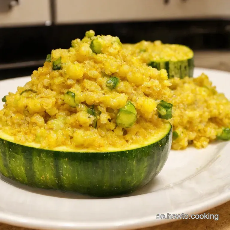 Vegetarische Zucchini Boote Mit Quinoa Feta presentation