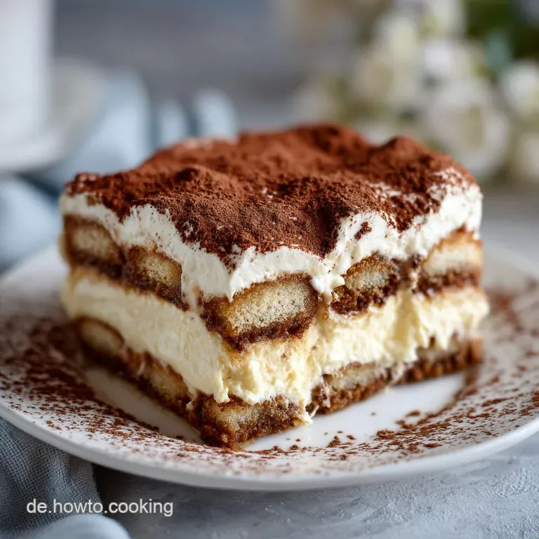 Elegant slice of layered tiramisu. Creamy, rich with cocoa dusted on top. Garnished with chocolate shavings and fresh berr...
