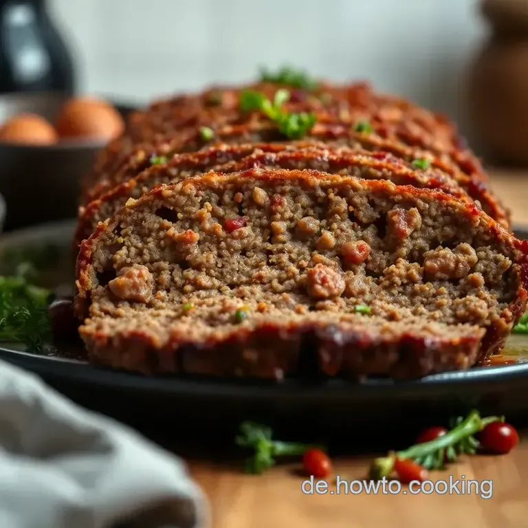 Worcestershire-Glazed Meatloaf Mit Ger&ouml;stetem Wurzelgem&uuml;se presentation