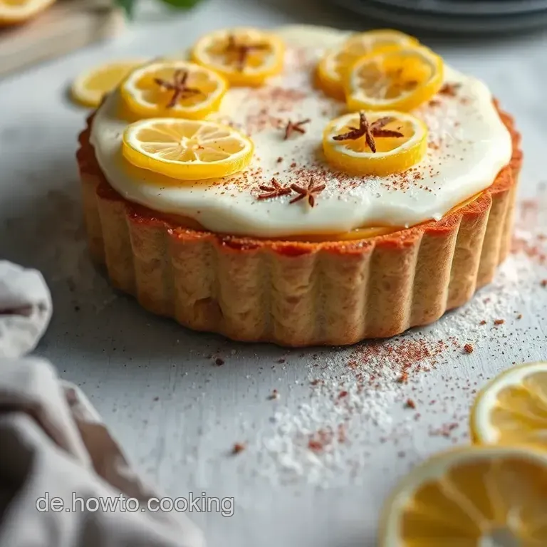 Zitronentarte Mit Safran-Zitronenkaviar Und Vanille-Kurkuma-Wabenhippe presentation